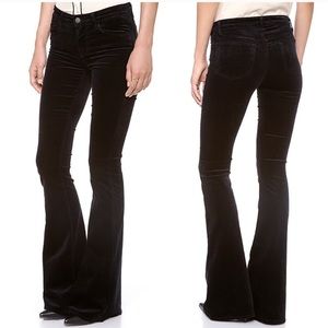 J Brand Black Velvet Flare Jeans